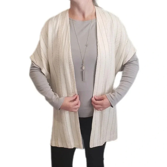 Zonda Nellis Hand-Woven VTG Cardigan Neutral Metallic  ART TO WEAR Slow Fashion - Picture 17 of 17